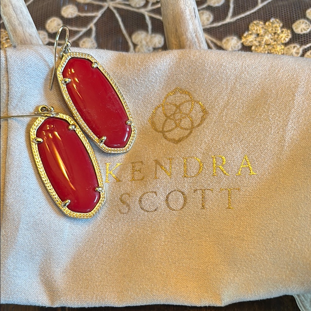 Kendra Scott Red and Gold Earrings
